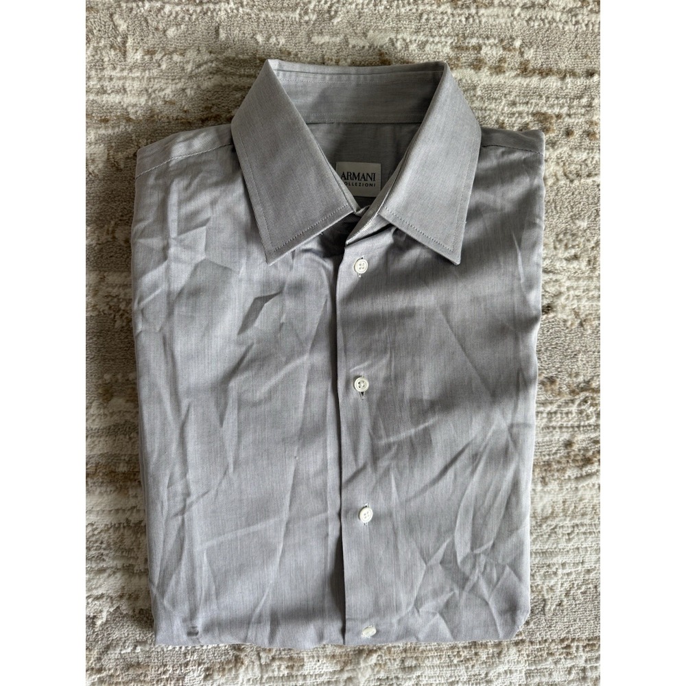 Armani Collezioni Dress Shirt Men's Size 39 / 15.5 Light Gray Made in Tunisia